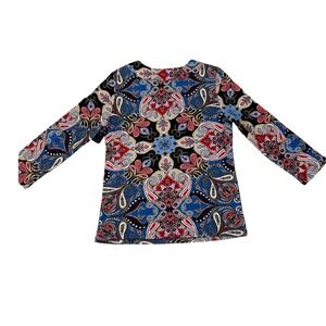 Rafaella Paisley Print V Neck Long Sleeve Tunic Top Women's Size Medium‎